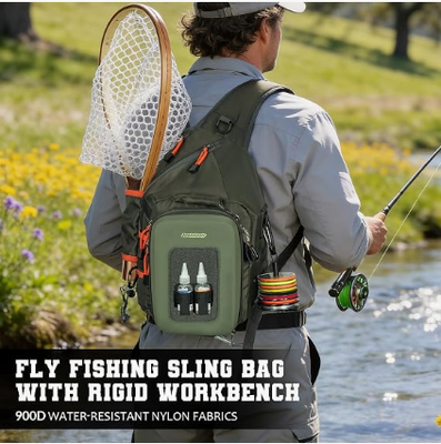 Zaino da pesca con postazione di lavoro e porta-retino | Adatto per 2 scatole porta-esche 3600, sistema MOLLE, zaino leggero da esterno con guscio rigido in EVA