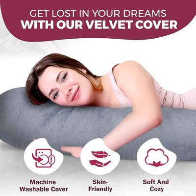 Cuscini per gravidanza per dormire – Cuscino maternità da 145 cm per donne incinte con federa rimovibile e lavabile – Supporto per schiena, pancia, collo, gambe e fianchi – Cuscino per tutto il corpo a forma di V, U, o completo, Grigio Velluto
