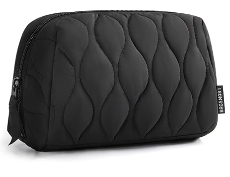 Borsa per il trucco, borsa per cosmetici da viaggio, borsa per il trucco per donne con imbottito, custodia per il trucco organizzatore, borsa a sacchetto aperto, articoli di viaggio essenziali, accessori igienici spazzole