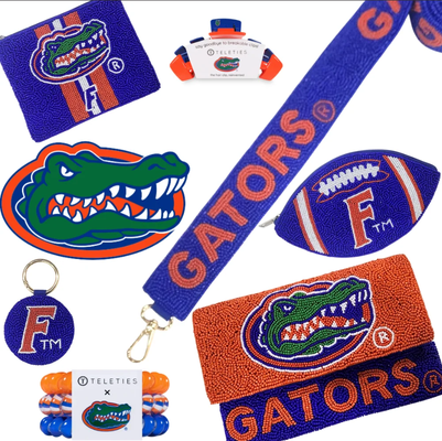 UF UNIVERSITY OF FLORIDA SACCHETTO PORTA MONETE CON PERLINE A FORMA DI PALLONE DA FOOTBALL