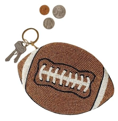 Portamonete con perline e cerniera, custodia per monete, portafoglio softball | Lavorazione artigianale con perline, organizer compatto, porta contanti, porta carte, trousse per trucchi, accessorio da regalo, per il trasporto quotidiano