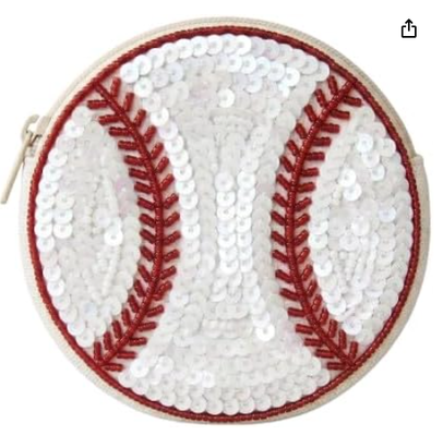 Portamonete con perline e cerniera, custodia per monete, portafoglio softball | Lavorazione artigianale con perline, organizer compatto, porta contanti, porta carte, trousse per trucchi, accessorio da regalo, per il trasporto quotidiano