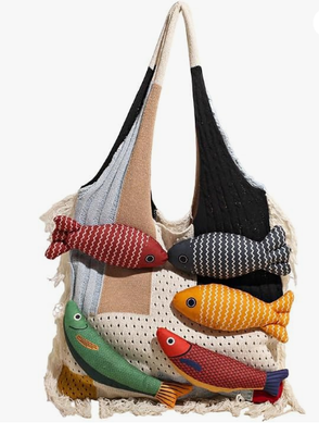 Borsa da viaggio in stile bohémien da donna, borsa intrecciata di grande capacità, borsa da spiaggia per le vacanze, borsa all'uncinetto