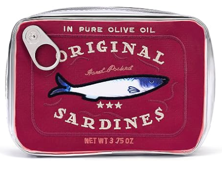Borsa per cosmetici con sardine in scatola Cessfle, borsa per cosmetici divertente a forma di scatoletta di sardine, astuccio creativo e carino per matite Kawaii, pochette per trucco Coquette per donne