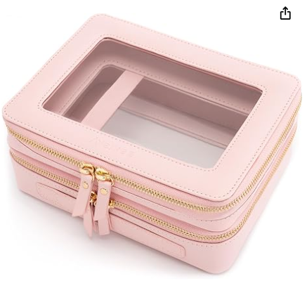 Borse per Trucco Trasparenti Grandi, Borse Cosmetiche a Doppio Strato con Scomparto Separato per Pennelli, Borsa da Viaggio per Articoli da Toeletta, Organizer per Accessori da Viaggio per Donna, 2 Strati