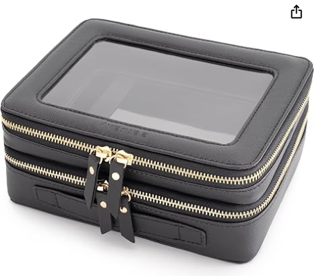 Borse per Trucco Trasparenti Grandi, Borse Cosmetiche a Doppio Strato con Scomparto Separato per Pennelli, Borsa da Viaggio per Articoli da Toeletta, Organizer per Accessori da Viaggio per Donna, 2 Strati