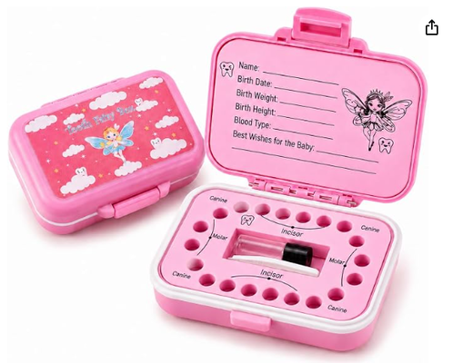 Scatola della Fatina dei Denti e Custodia per Denti da Latte per Bambini - Materiale Naturale di Paglia di Grano e PP, Rivestimento in EVA Facile da Scrivere