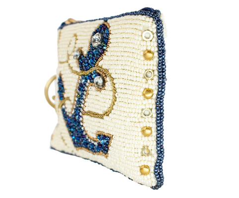 Portafoglio a monete Hooked Up Borsa per monete accattivante a forma di farfalla con audaci motivi floreali di perline, divertente nappa portachiavi e chiusura a zip, perfetta per piccoli oggetti essenziali