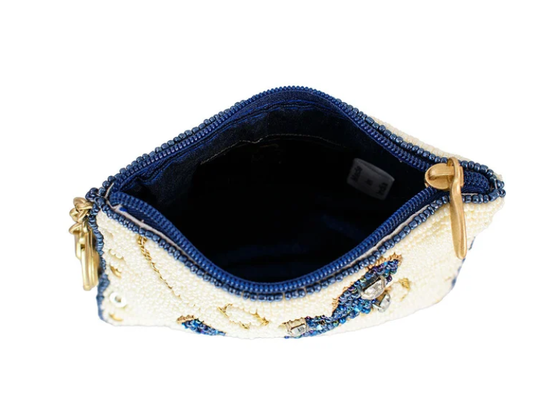 Portafoglio a monete Hooked Up Borsa per monete accattivante a forma di farfalla con audaci motivi floreali di perline, divertente nappa portachiavi e chiusura a zip, perfetta per piccoli oggetti essenziali