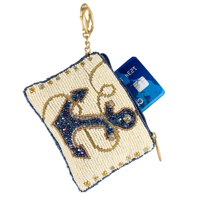 Portafoglio a monete Hooked Up Borsa per monete accattivante a forma di farfalla con audaci motivi floreali di perline, divertente nappa portachiavi e chiusura a zip, perfetta per piccoli oggetti essenziali
