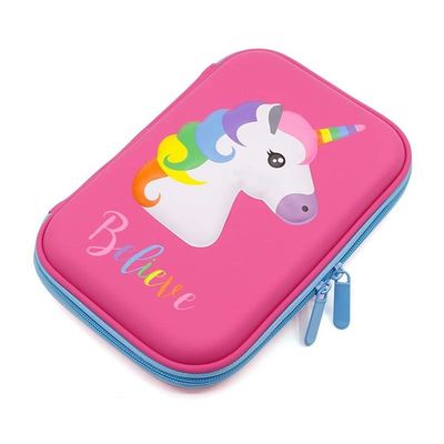 Cassa per matite EVA durevole Conchiglia dura 3D Unicorn Design Cassa di conservazione può contenere fino a 60 penne Forma personalizzabile Stile e colore