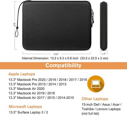 Custodia protettiva per laptop in EVA resistente all'acqua da 13 pollici con superficie in poliestere 1680d resistente per un trasporto sicuro