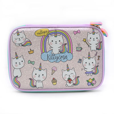 Astuccio per le matite duro di cuoio dell'unità di elaborazione EVA Pencil Box 600D dello zecchino con la chiusura lampo