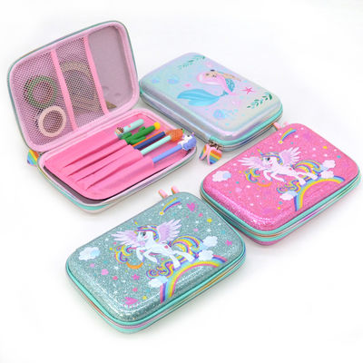 Astuccio per le matite duro di cuoio dell'unità di elaborazione EVA Pencil Box 600D dello zecchino con la chiusura lampo