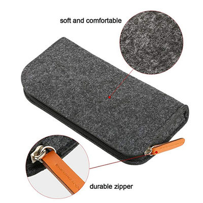 Reusable 3mm Felt EVA Pencil Case Dark Grey Nylon Pencil Pouch