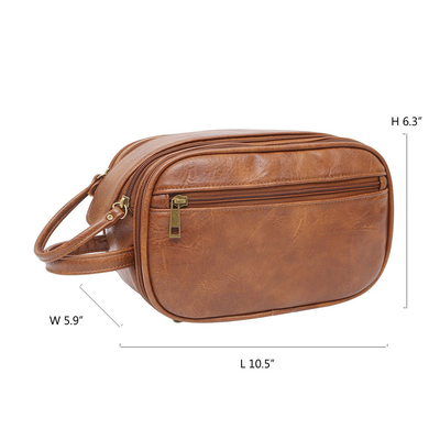 Viaggio di cuoio della borsa del lavaggio dell'articolo da toeletta dell'unità di elaborazione degli uomini del bagno che rade Dopp Kit Water Resistant