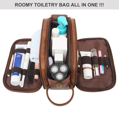 Viaggio di cuoio della borsa del lavaggio dell'articolo da toeletta dell'unità di elaborazione degli uomini del bagno che rade Dopp Kit Water Resistant