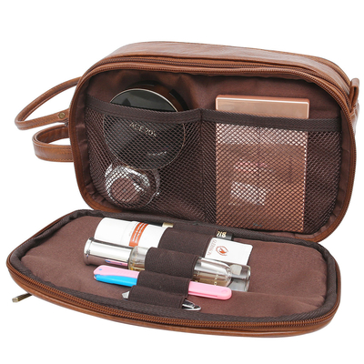 Viaggio di cuoio della borsa del lavaggio dell'articolo da toeletta dell'unità di elaborazione degli uomini del bagno che rade Dopp Kit Water Resistant