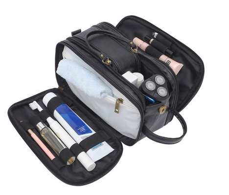 Viaggio impermeabile Mesh Bags di colori dell'unità di elaborazione dell'articolo da toeletta della borsa di cuoio nera del lavaggio