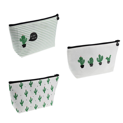 Borsa cosmetica di trucco della tela del cotone dell'articolo da toeletta della borsa lavabile del lavaggio con la chiusura lampo