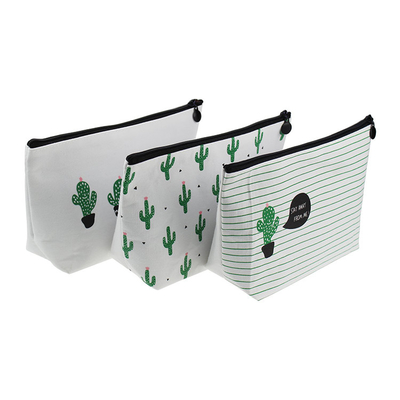 Borsa cosmetica di trucco della tela del cotone dell'articolo da toeletta della borsa lavabile del lavaggio con la chiusura lampo