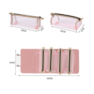 Quattro in uno stoccaggio portatile della spazzola di trucco di viaggio di Mesh Folding Makeup Wash Bag