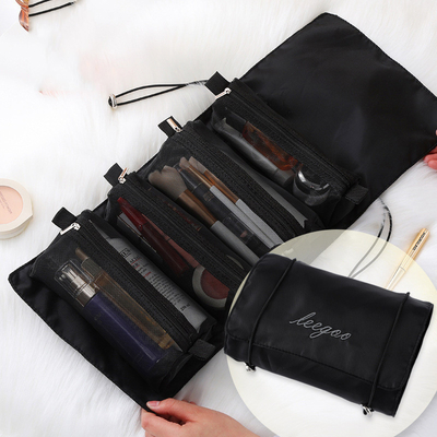 Quattro in uno stoccaggio portatile della spazzola di trucco di viaggio di Mesh Folding Makeup Wash Bag