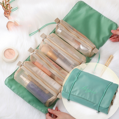 Quattro in uno stoccaggio portatile della spazzola di trucco di viaggio di Mesh Folding Makeup Wash Bag