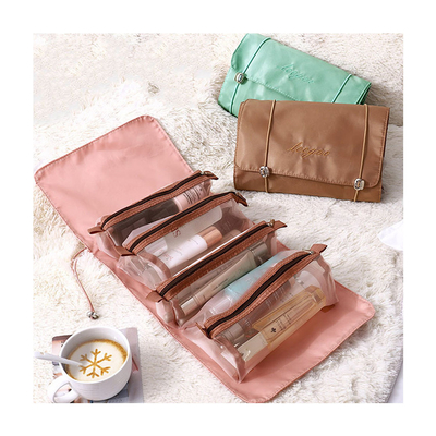 Quattro in uno stoccaggio portatile della spazzola di trucco di viaggio di Mesh Folding Makeup Wash Bag