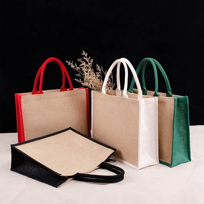 Rivestimento del PE di Tote Bags della drogheria di acquisto della iuta della tela da imballaggio della laminazione riutilizzabile