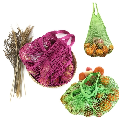 Cotone lavabile riutilizzabile Mesh String Short Handle delle borse di drogheria dell'ortaggio da frutto