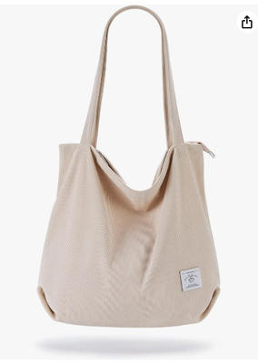 KALIDI Borsa Tote in Velluto a Coste da Donna con Cerniera, Borsa a Mano Casual, Borsa a Spalla Grande Capacità con Tasche