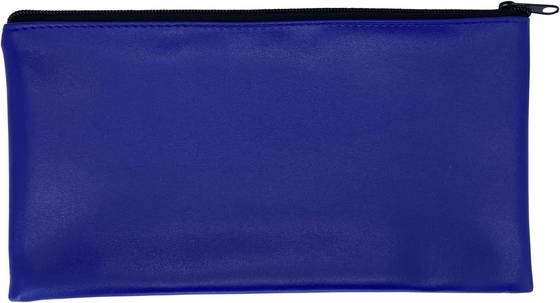Busta con cerniera per deposito di sicurezza Blue Bank, esterno in similpelle vinilica resistente all'acqua con morbida fodera interna. Per contanti, assegni, monete e deposito di denaro e altro ancora. 11x6 pollici