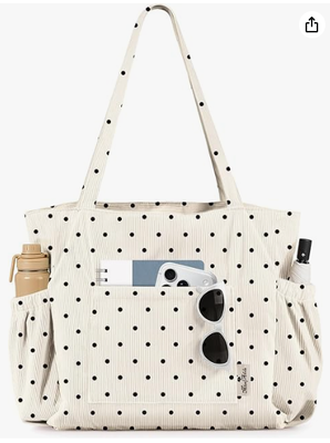 Miss Adola Cute Corduroy Tote Bag per donne Multi-Pocket con cerniera grande capacità Borsa da spalla per lavoro, viaggi e shopping
