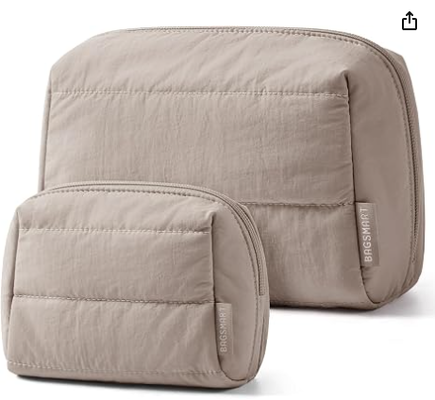 Borsa di trucco da viaggio con imbottito grande e piccolo per le donne con imbottito, set di organizzatore di cosmetici da viaggio, grande borsa igienica e piccola borsa, beni di viaggio essenziali