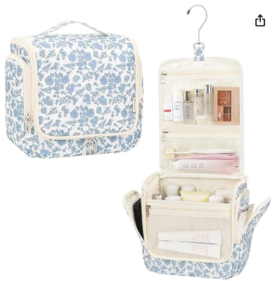 Borsa da toeletta da appendere per uomo, trousse da viaggio per donna, grande organizer per articoli da toeletta blu, resistente all'acqua, necessaire da barba, pochette da doccia, borsa per l'igiene del bagno, essenziali da viaggio da cabina