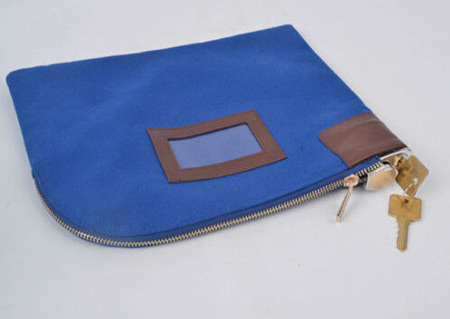 ODM OEM Canvas 11X6inch sacchetti di deposito con cerniera con 2 chiavi Canvas chiusura cerniera sacchetto di deposito con PVC tasca con 2 chiavi cerniera sacchetti di deposito